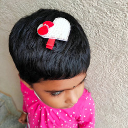 Heart pearl bow clip (1pc)