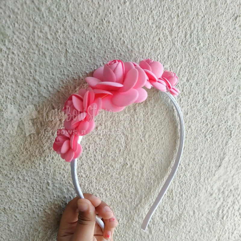 Floral headband 5 pink rose
